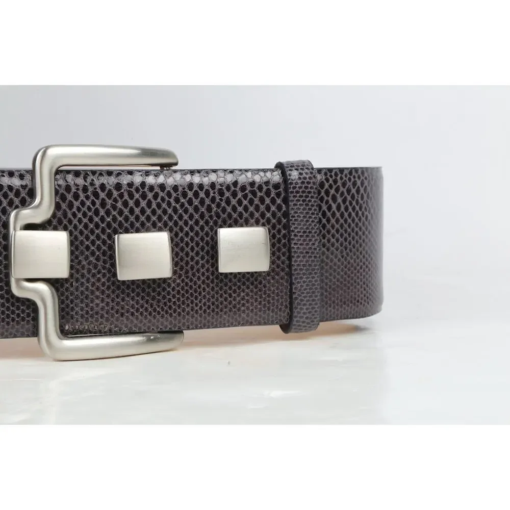 W. Kleinberg Genuine Karung Leather Wide Belt Brushed Silver Stud Buckle L USA